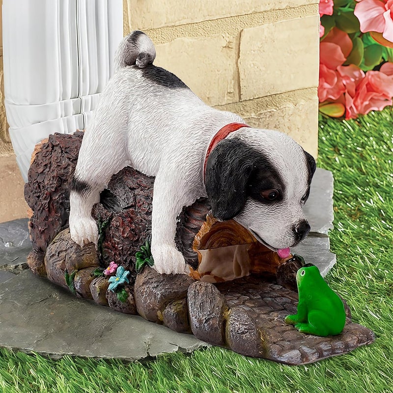 Euiroet Funny Dog Gutter Downspout Statue, Splash Block, Eco-Friendly Resin Decorative Gutter Extension Downspout, 3x4 Inch Gutter Extender Diverter, Rain Gutter Guard, Ideal Outdoor Gift - Image 1